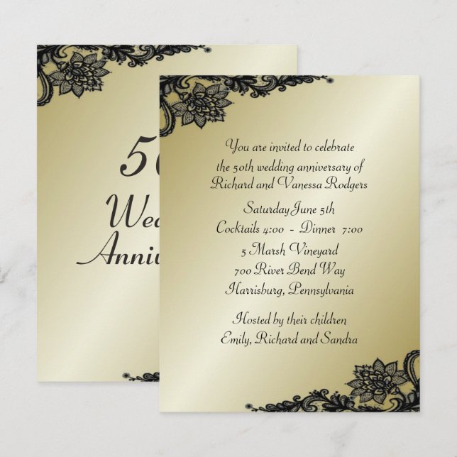 Invitation du 50e anniversaire du Mariage (Devant / Derrière)