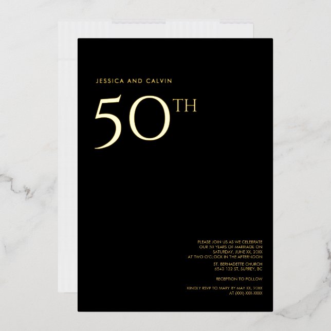 Invitation du 50e anniversaire du Mariage Black &  (Enveloppe)