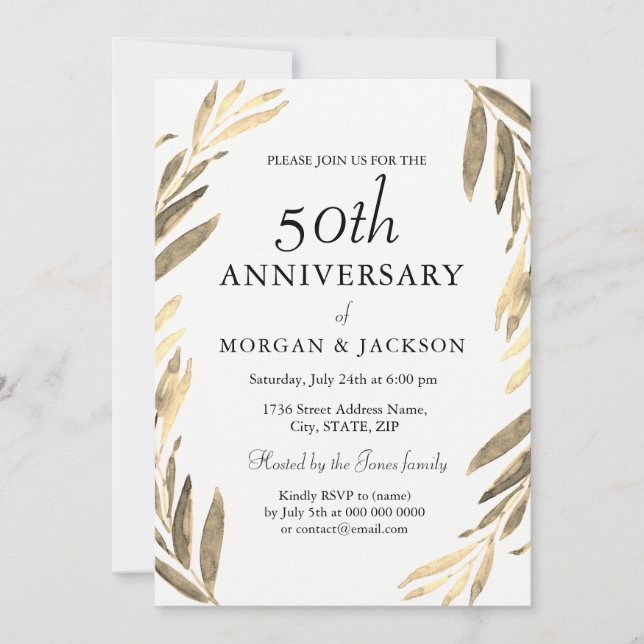 Invitation du 50e anniversaire du Mariage de la co (Devant)