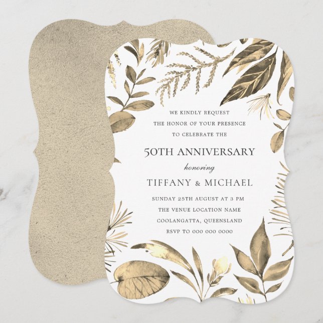 Invitation du 50e anniversaire du Mariage de la fe (Devant / Derrière)