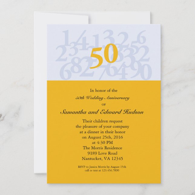 Invitation du 50e anniversaire du Mariage d'or (Devant)