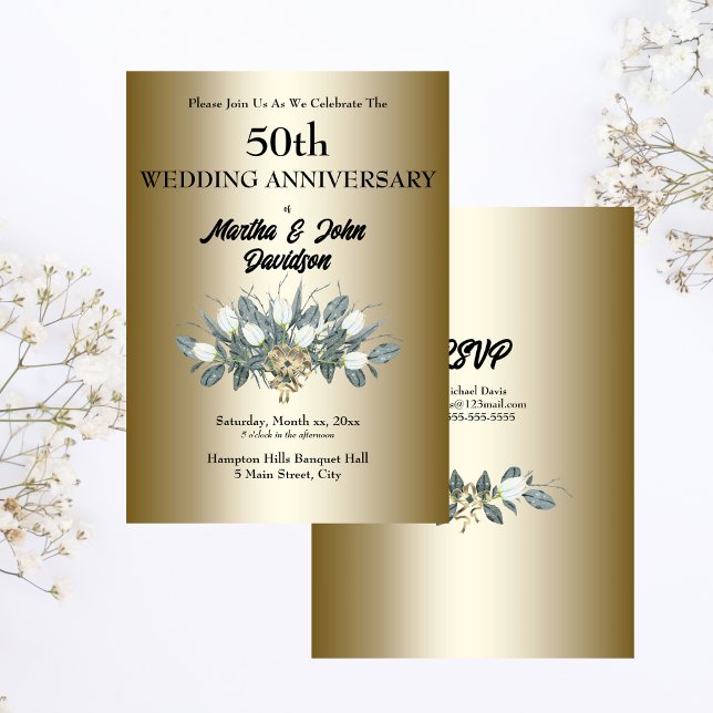 Invitation du 50e anniversaire du Mariage d'or (Golden 50th Wedding Anniversary Invitation)