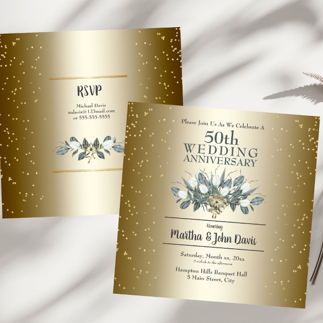 Invitation du 50e anniversaire du Mariage d'or (50th Golden Wedding Anniversary Party Invitation)