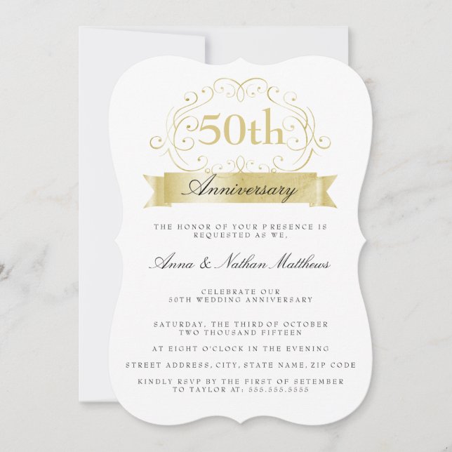 Invitation du 50e anniversaire du Mariage d'or (Devant)
