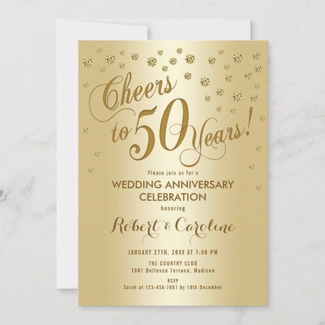 Invitation du 50e anniversaire du Mariage en or (Devant)