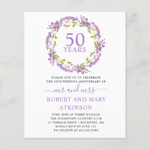 Invitation du 50e anniversaire du violet budgétair