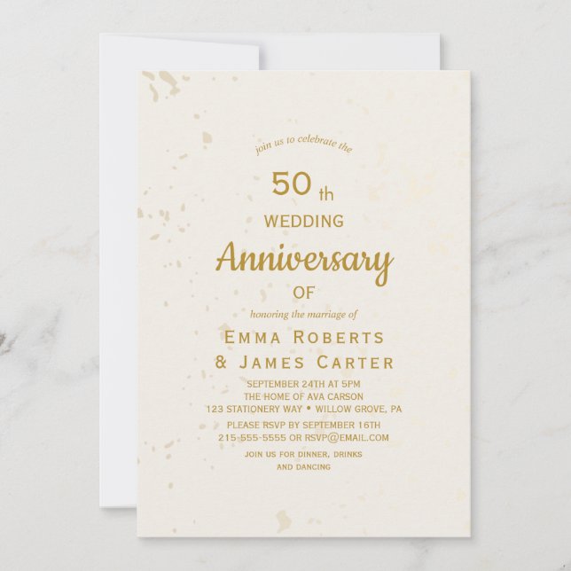 Invitation du 50e anniversaire Gold & Cream (Devant)