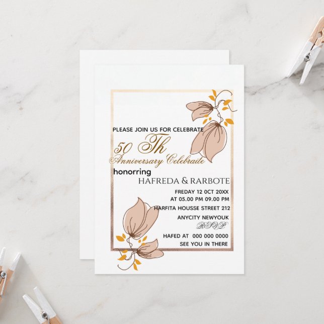 Invitation du 50e anniversaire, Mariage de la verd (Devant/Arrière en situation)
