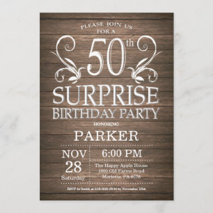 Invitation du 50e anniversaire surprise Bois rusti