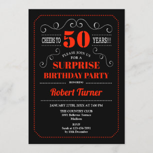 Invitation du 50e anniversaire surprise - Rouge no