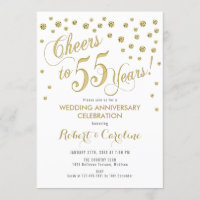 Invitation du 55e anniversaire du Mariage - Or et
