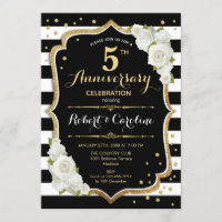 Invitation du 5e anniversaire - Black White Gold