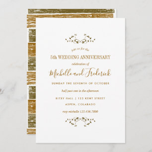 Invitation du 5e anniversaire du Mariage en bois