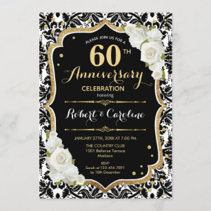 Invitation du 60e anniversaire - Black White Gold