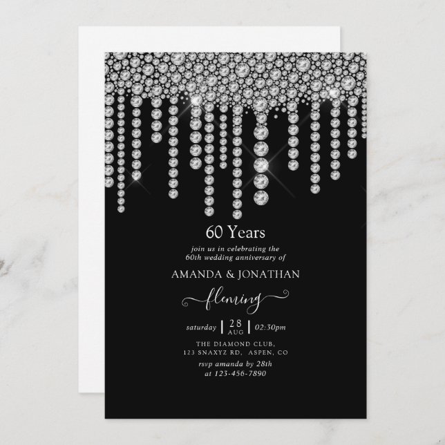 Invitation du 60e anniversaire du Mariage du diama (Devant / Derrière)