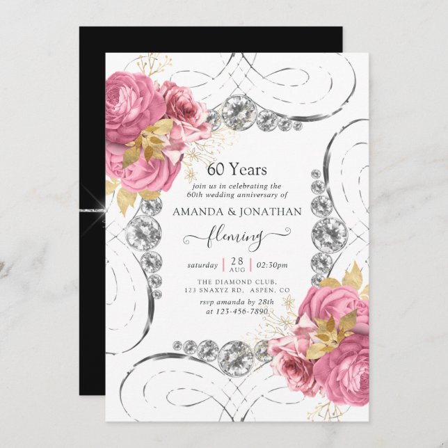 Invitation du 60e anniversaire du Mariage du diama (Devant / Derrière)