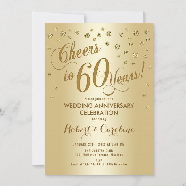 Invitation du 60e anniversaire du Mariage en or (Devant)