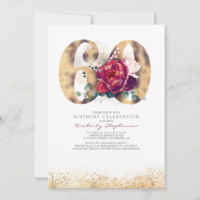 Invitation du 60e anniversaire - Rouge et or de Bo (Devant)