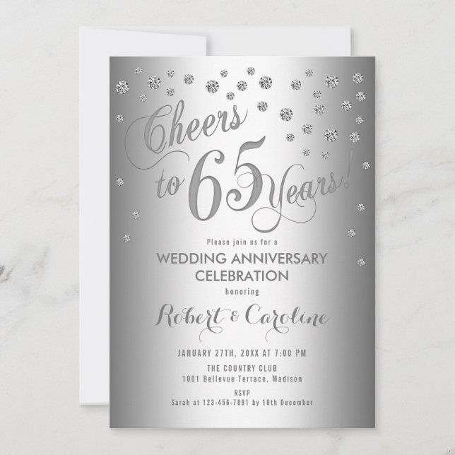 Invitation du 65e anniversaire du Mariage - Silver (Devant)