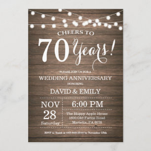 Invitation du 70e anniversaire du Mariage Bois rus