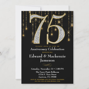 Invitation du 75e anniversaire Diamants noirs d'or