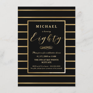 Invitation du 80e anniversaire - Or, Elegant Mascu