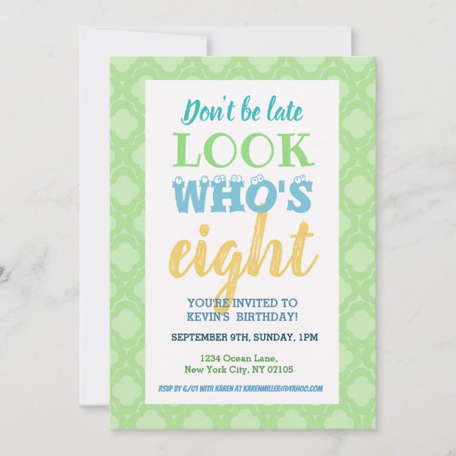 Invitation du 8e anniversaire (Devant)