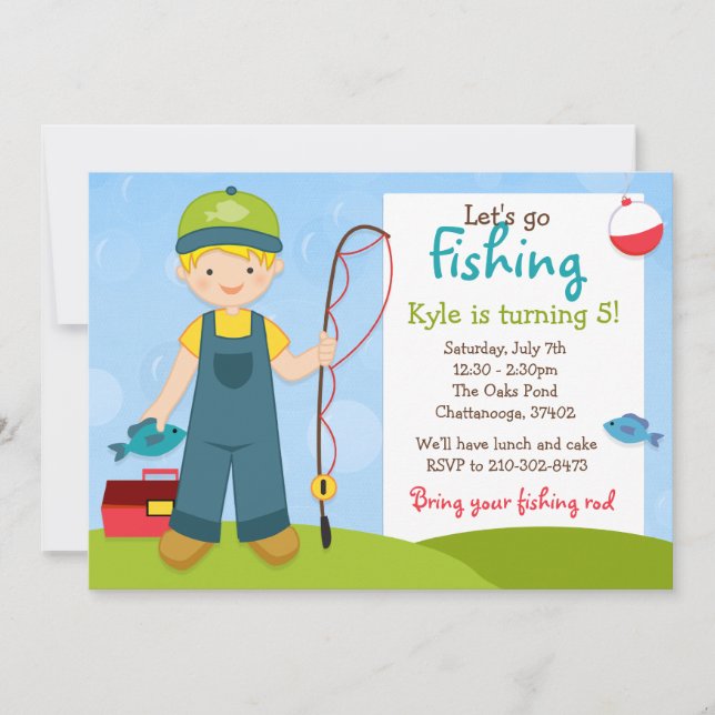 Invitation du Anniversaire de enfant de pêche (Devant)