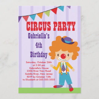 Invitation du Anniversaire de enfant du cirque CUT