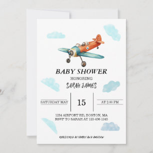 Invitation du Baby shower aérien de l'avion