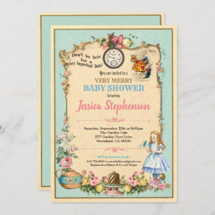 Invitation du baby shower Alice au pays des mervei