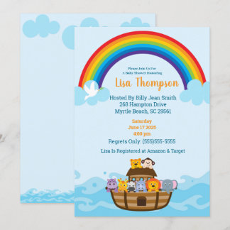 Invitation du Baby shower arc-en-ciel de Noah