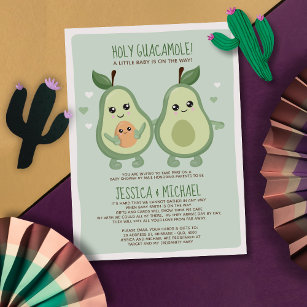 Invitation du Baby shower Avocado Holy Guacamole