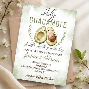 Invitation du Baby shower Avocado Holy Guacamole
