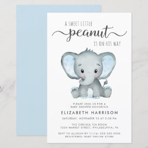 Invitation du Baby shower bleu éléphant budgétaire