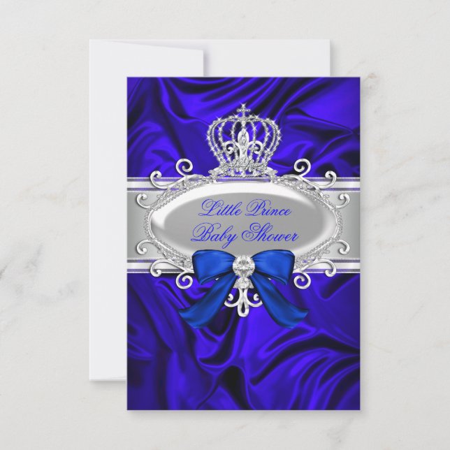 Invitation du Baby shower bleu Little Prince Royal (Devant)