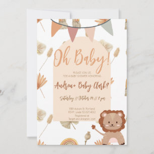 Invitation du Baby shower Boho Lion