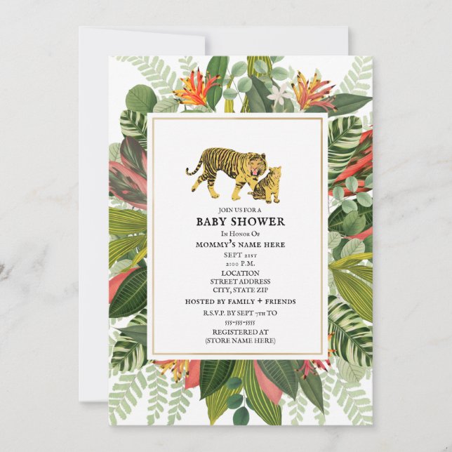 Invitation du Baby shower botanique de Mama Tiger (Devant)