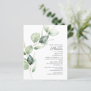 Invitation du Baby shower botanique Eucalyptus Bud