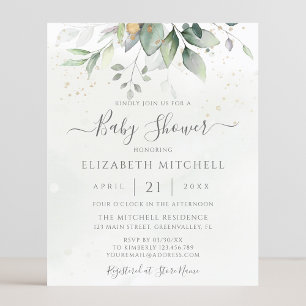 Invitation du Baby shower botanique Eucalyptus Bud