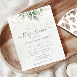 Invitation du Baby shower botanique Eucalyptus Bud