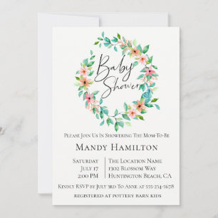 Invitation du Baby shower botanique floral de l'îl