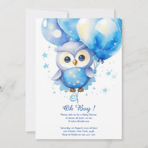 Invitation du Baby shower Boy Owl Watercolor
