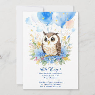 Invitation du Baby shower Boy Owl Watercolor