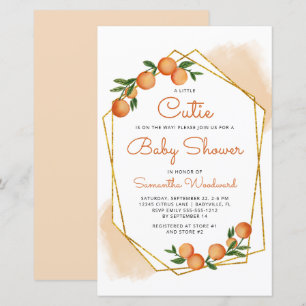 Invitation du Baby shower Budget Orange Little Cut