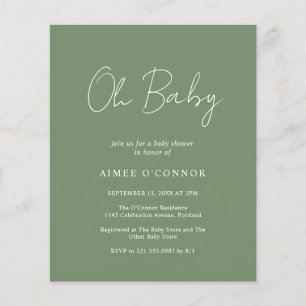Invitation du Baby shower Budget Vert de Sage mode