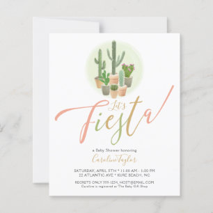 Invitation du Baby shower budgétaire Fiesta Cactus