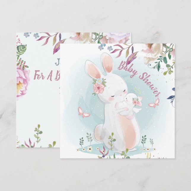 Invitation du Baby shower Bunny (Devant / Derrière)