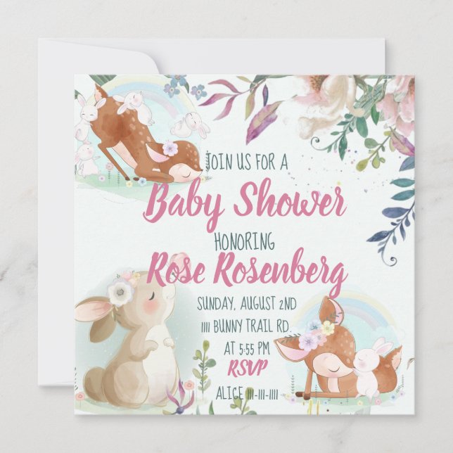 Invitation du Baby shower Bunny (Devant)