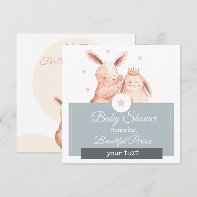 Invitation du Baby shower Bunny (Devant / Derrière)